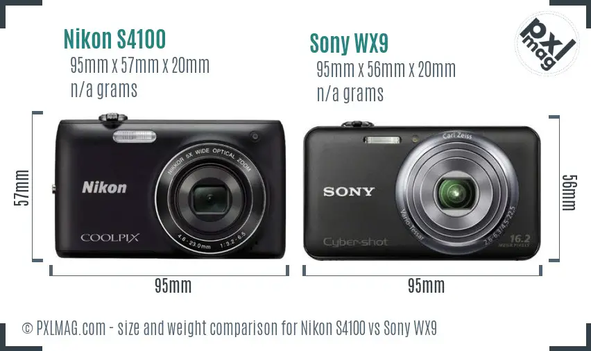Nikon S4100 vs Sony WX9 size comparison