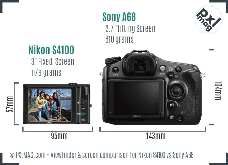 Nikon S4100 vs Sony A68 Screen and Viewfinder comparison