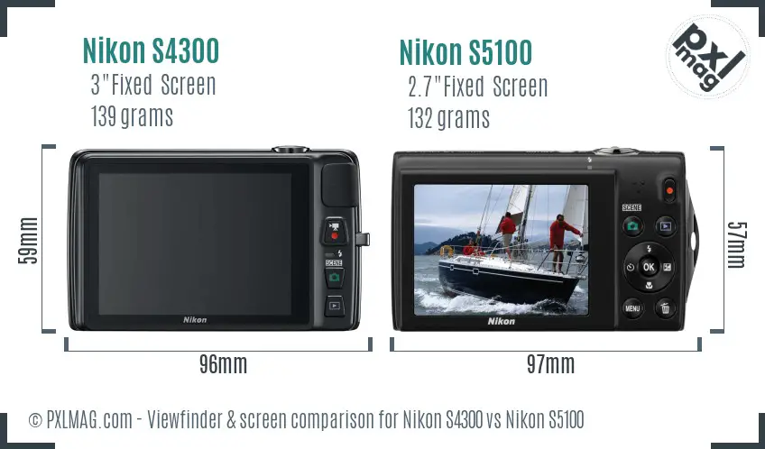 Nikon S4300 vs Nikon S5100 Screen and Viewfinder comparison
