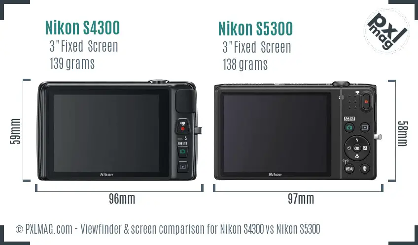 Nikon S4300 vs Nikon S5300 Screen and Viewfinder comparison