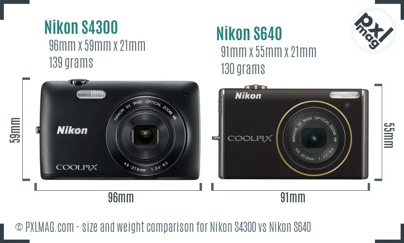Nikon S4300 vs Nikon S640 size comparison