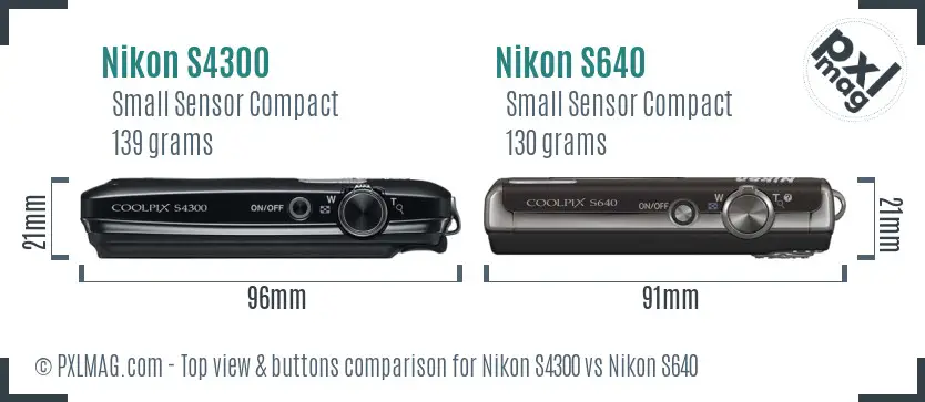 Nikon S4300 vs Nikon S640 top view buttons comparison