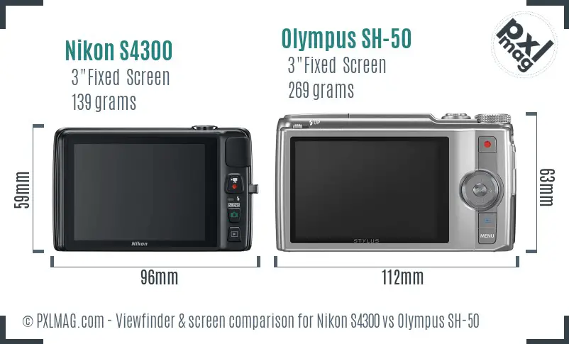 Nikon S4300 vs Olympus SH-50 Screen and Viewfinder comparison Nikon S4300 vs Olympus SH-50 Screen and Viewfinder comparison