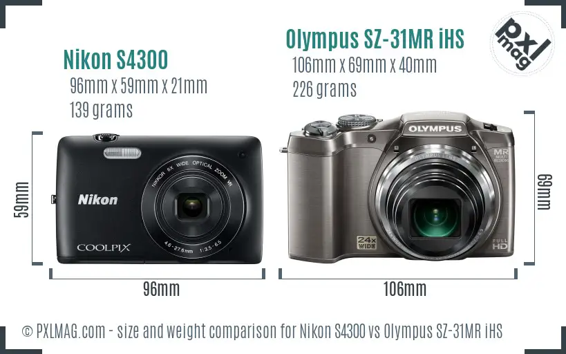 Nikon S4300 vs Olympus SZ-31MR iHS size comparison