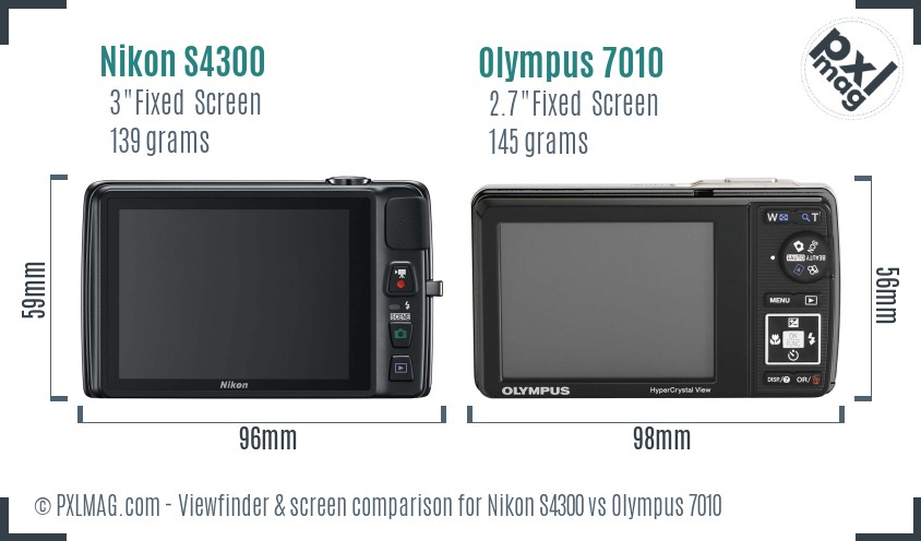 Nikon S4300 vs Olympus 7010 Screen and Viewfinder comparison