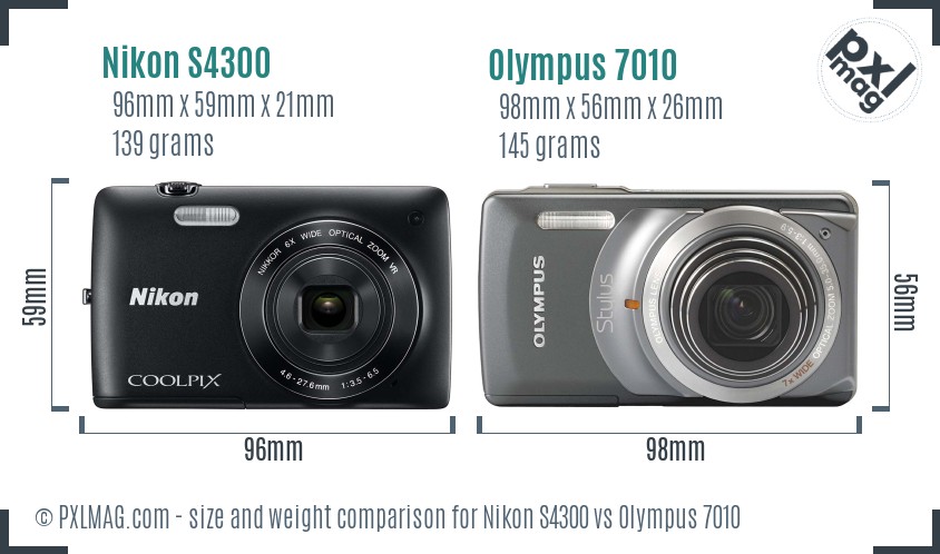Nikon S4300 vs Olympus 7010 size comparison