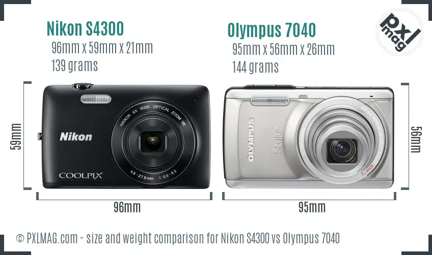 Nikon S4300 vs Olympus 7040 size comparison