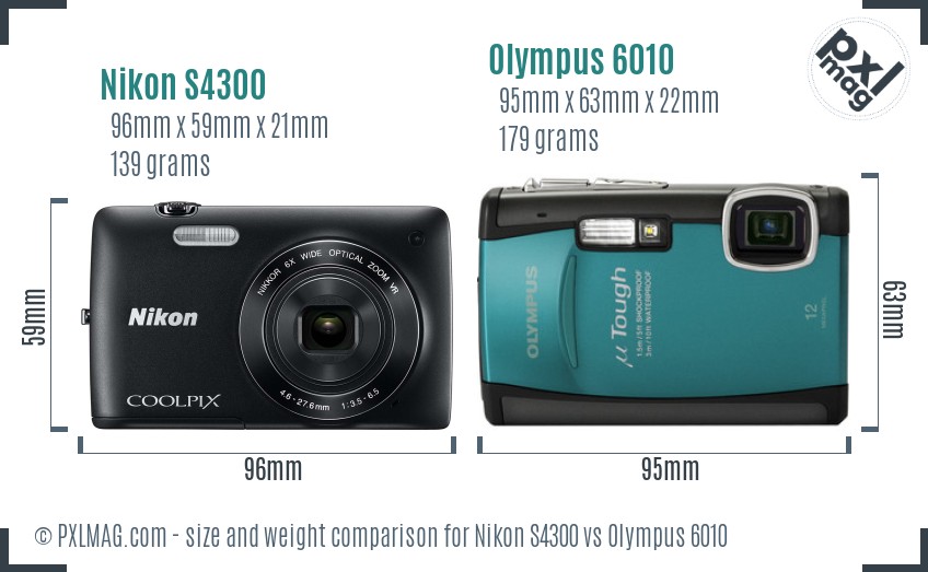 Nikon S4300 vs Olympus 6010 size comparison