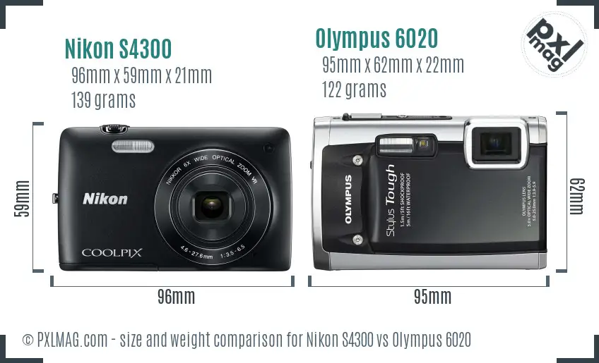 Nikon S4300 vs Olympus 6020 size comparison