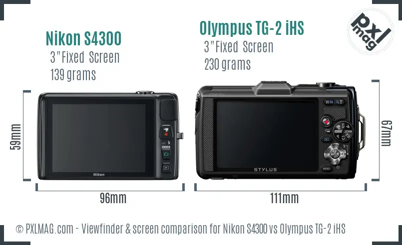 Nikon S4300 vs Olympus TG-2 iHS Screen and Viewfinder comparison