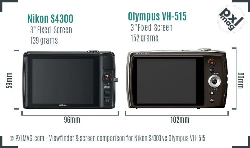 Nikon S4300 vs Olympus VH-515 Screen and Viewfinder comparison Nikon S4300 vs Olympus VH-515 Screen and Viewfinder comparison