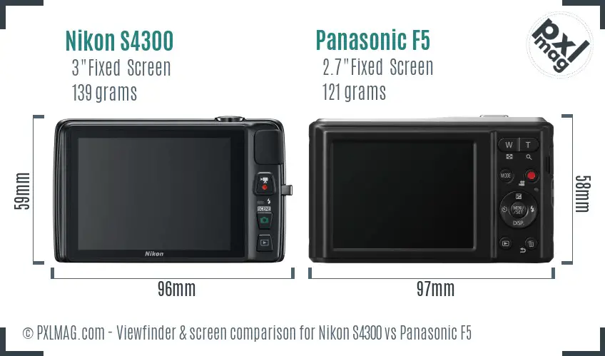 Nikon S4300 vs Panasonic F5 Screen and Viewfinder comparison