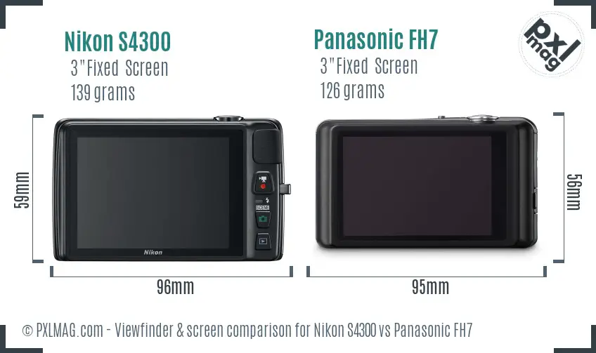 Nikon S4300 vs Panasonic FH7 Screen and Viewfinder comparison