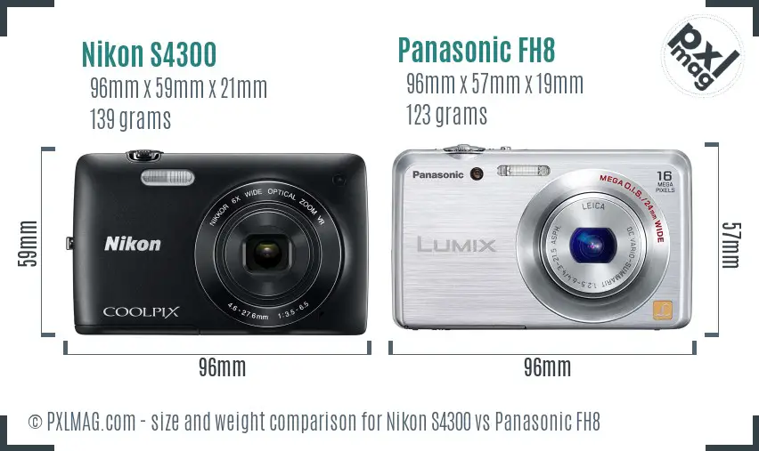 Nikon S4300 vs Panasonic FH8 size comparison Nikon S4300 vs Panasonic FH8 size comparison