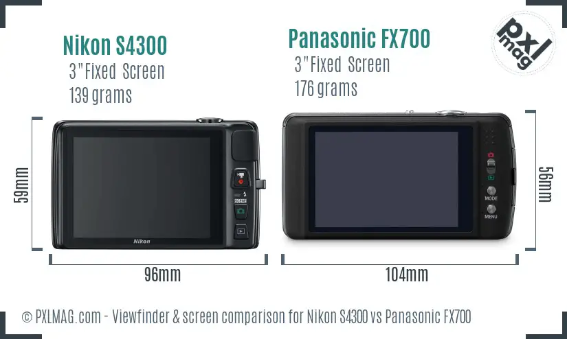 Nikon S4300 vs Panasonic FX700 Screen and Viewfinder comparison Nikon S4300 vs Panasonic FX700 Screen and Viewfinder comparison