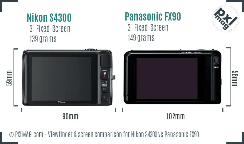 Nikon S4300 vs Panasonic FX90 Screen and Viewfinder comparison