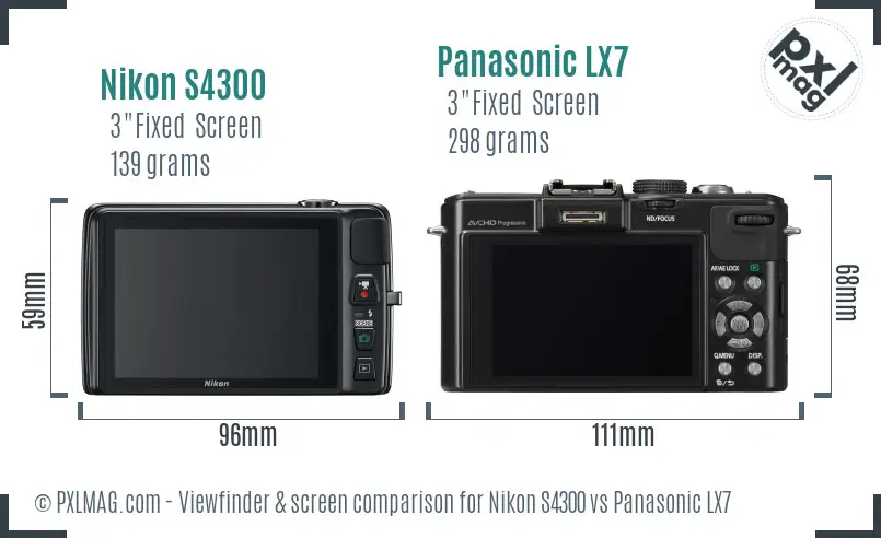 Nikon S4300 vs Panasonic LX7 Screen and Viewfinder comparison Nikon S4300 vs Panasonic LX7 Screen and Viewfinder comparison