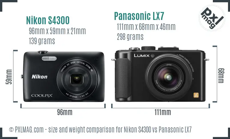 Nikon S4300 vs Panasonic LX7 size comparison Nikon S4300 vs Panasonic LX7 size comparison