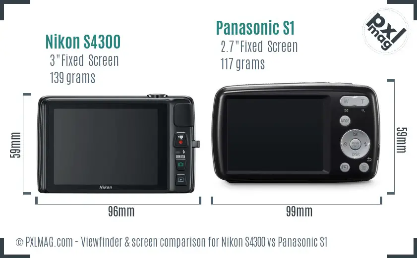 Nikon S4300 vs Panasonic S1 Screen and Viewfinder comparison