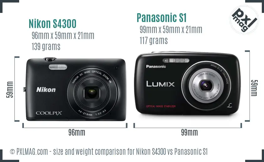 Nikon S4300 vs Panasonic S1 size comparison
