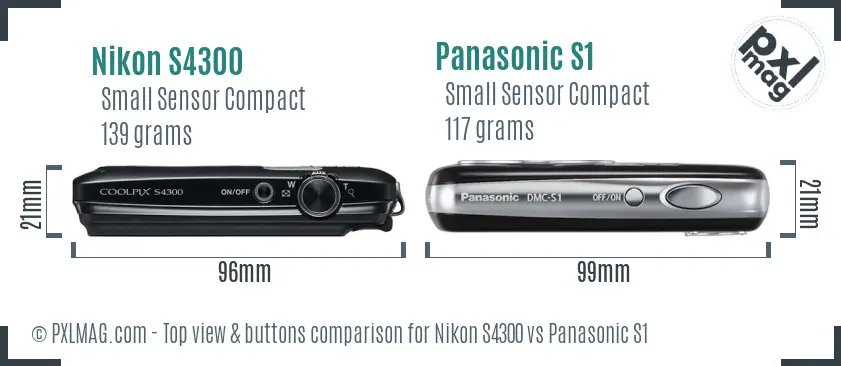 Nikon S4300 vs Panasonic S1 top view buttons comparison