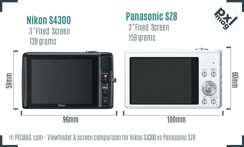 Nikon S4300 vs Panasonic SZ8 Screen and Viewfinder comparison Nikon S4300 vs Panasonic SZ8 Screen and Viewfinder comparison