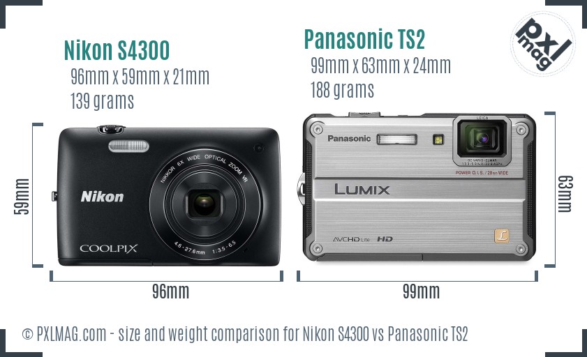 Nikon S4300 vs Panasonic TS2 size comparison Nikon S4300 vs Panasonic TS2 size comparison