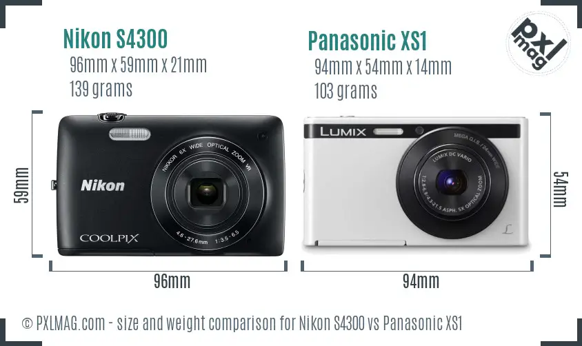 Nikon S4300 vs Panasonic XS1 size comparison Nikon S4300 vs Panasonic XS1 size comparison