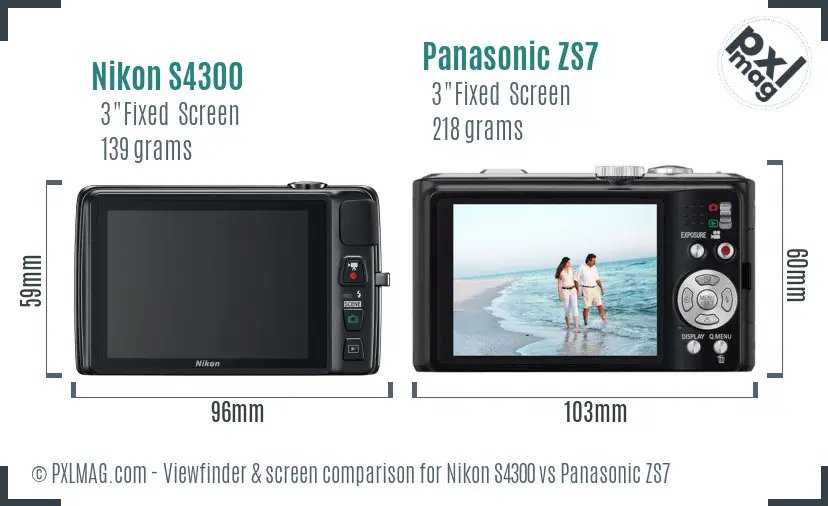 Nikon S4300 vs Panasonic ZS7 Screen and Viewfinder comparison Nikon S4300 vs Panasonic ZS7 Screen and Viewfinder comparison
