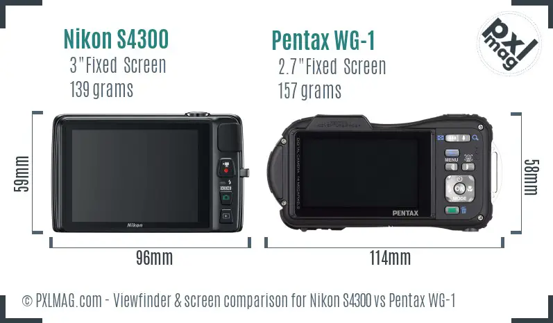 Nikon S4300 vs Pentax WG-1 Screen and Viewfinder comparison Nikon S4300 vs Pentax WG-1 Screen and Viewfinder comparison