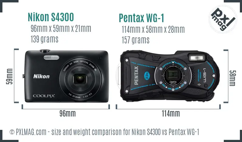 Nikon S4300 vs Pentax WG-1 size comparison Nikon S4300 vs Pentax WG-1 size comparison