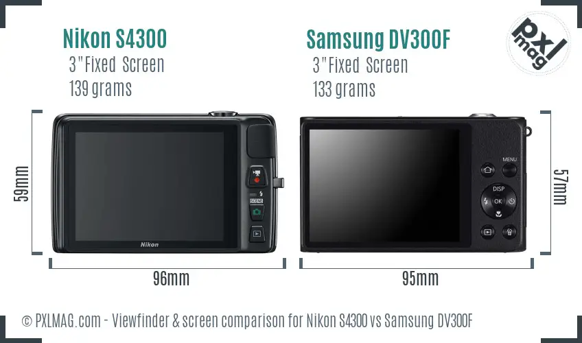 Nikon S4300 vs Samsung DV300F Screen and Viewfinder comparison