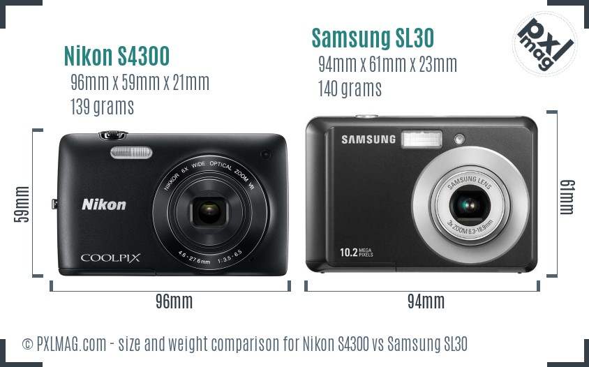 Nikon S4300 vs Samsung SL30 size comparison Nikon S4300 vs Samsung SL30 size comparison