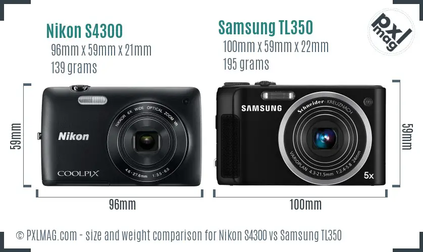 Nikon S4300 vs Samsung TL350 size comparison Nikon S4300 vs Samsung TL350 size comparison