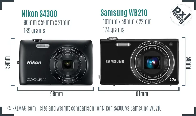 Nikon S4300 vs Samsung WB210 size comparison