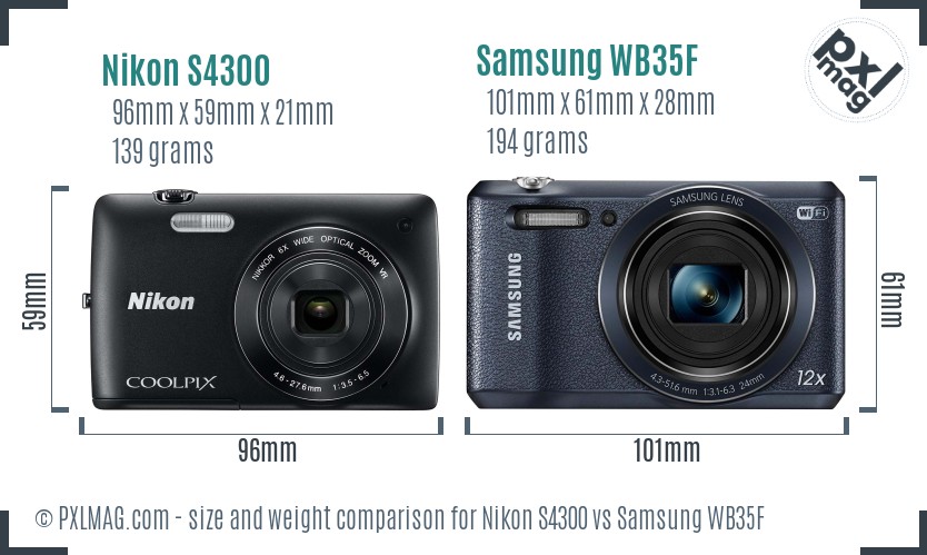 Nikon S4300 vs Samsung WB35F size comparison Nikon S4300 vs Samsung WB35F size comparison