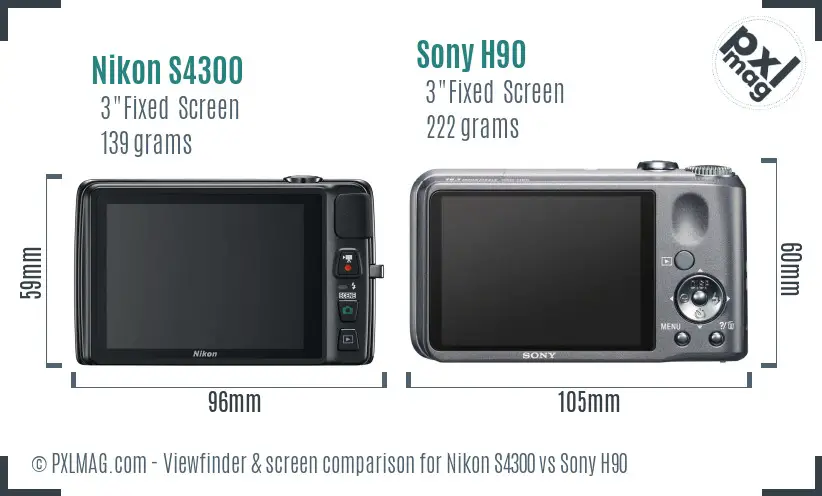 Nikon S4300 vs Sony H90 Screen and Viewfinder comparison Nikon S4300 vs Sony H90 Screen and Viewfinder comparison