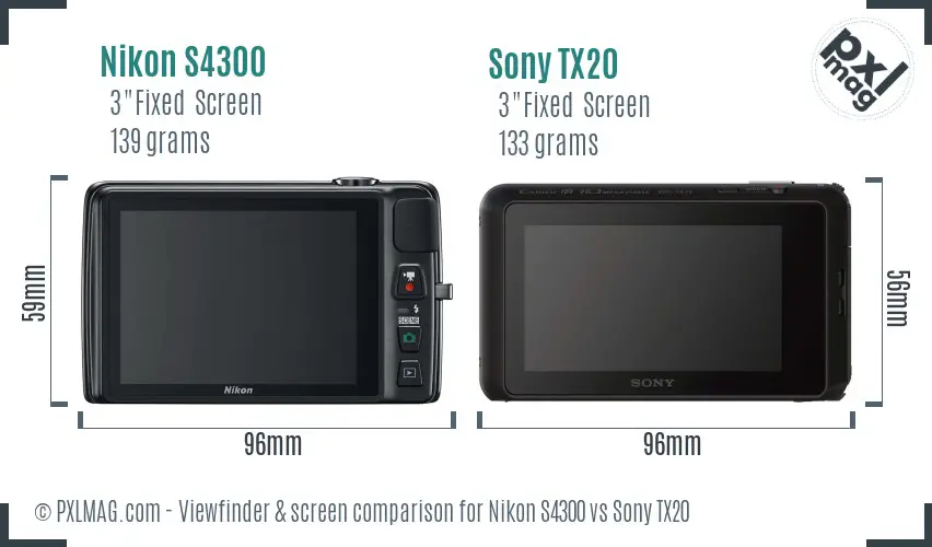 Nikon S4300 vs Sony TX20 Screen and Viewfinder comparison