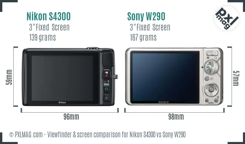 Nikon S4300 vs Sony W290 Screen and Viewfinder comparison Nikon S4300 vs Sony W290 Screen and Viewfinder comparison