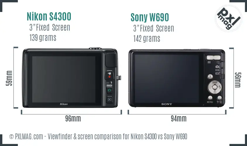 Nikon S4300 vs Sony W690 Screen and Viewfinder comparison