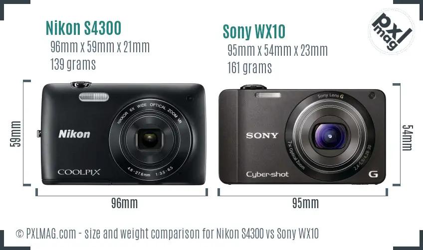 Nikon S4300 vs Sony WX10 size comparison Nikon S4300 vs Sony WX10 size comparison