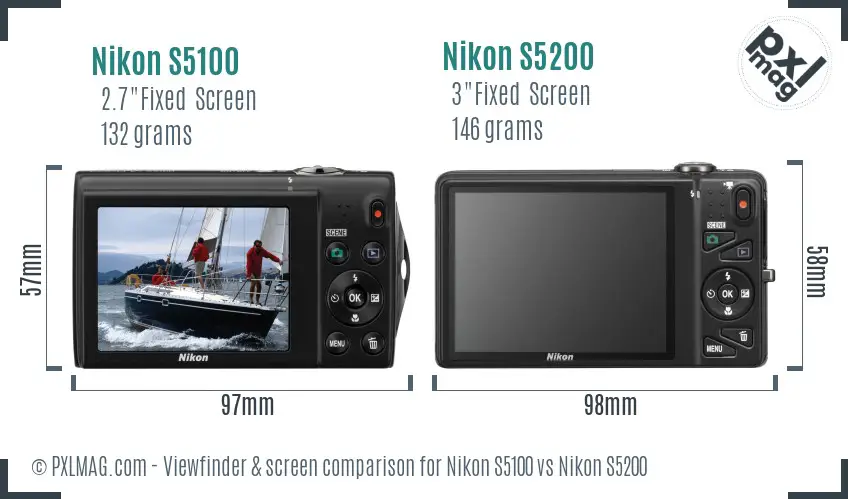 Nikon S5100 vs Nikon S5200 Screen and Viewfinder comparison