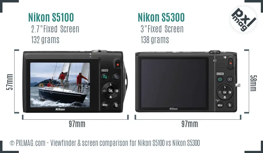 Nikon S5100 vs Nikon S5300 Screen and Viewfinder comparison