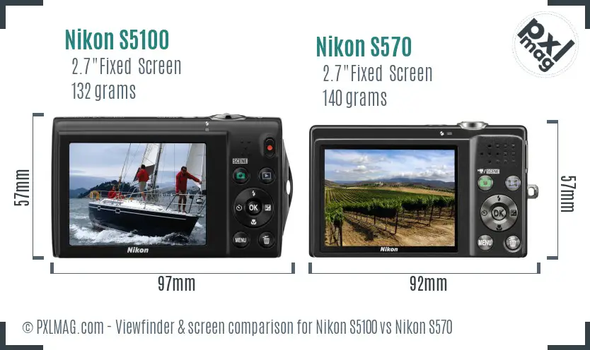 Nikon S5100 vs Nikon S570 Screen and Viewfinder comparison