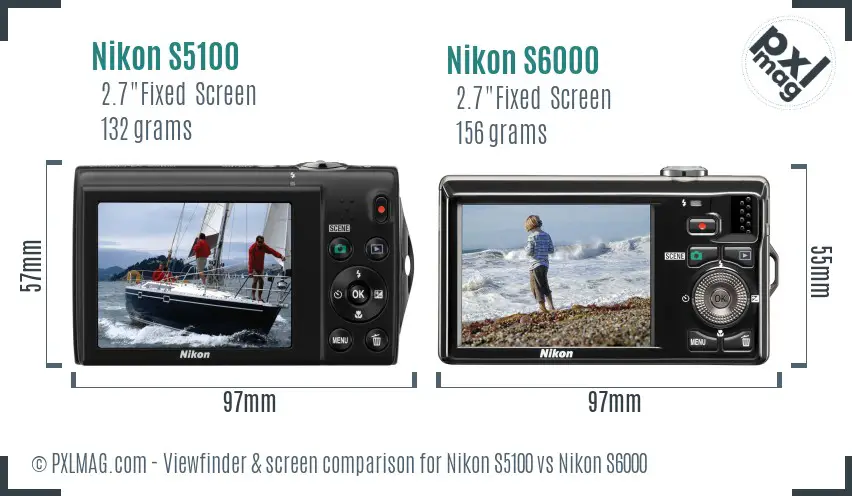 Nikon S5100 vs Nikon S6000 Screen and Viewfinder comparison