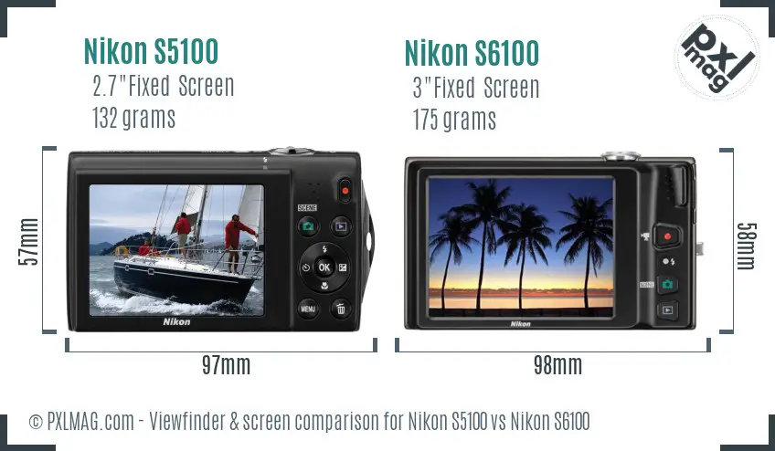 Nikon S5100 vs Nikon S6100 Screen and Viewfinder comparison
