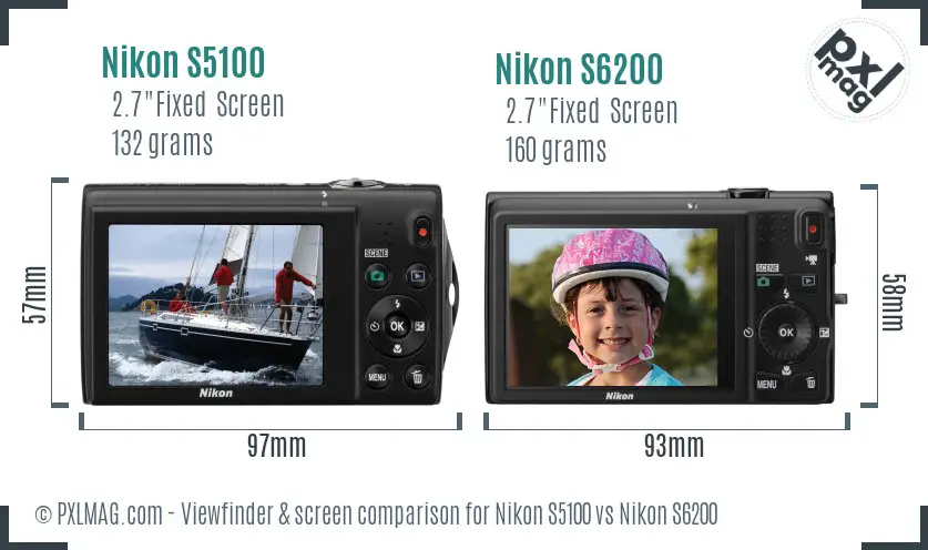 Nikon S5100 vs Nikon S6200 Screen and Viewfinder comparison