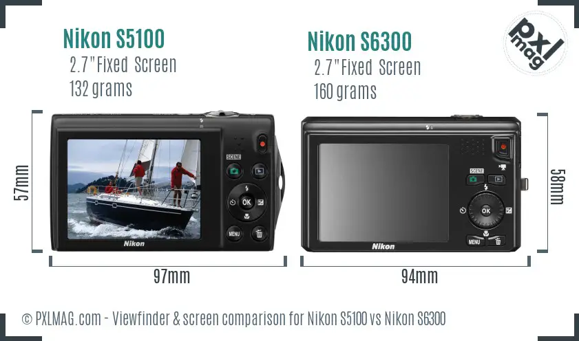 Nikon S5100 vs Nikon S6300 Screen and Viewfinder comparison