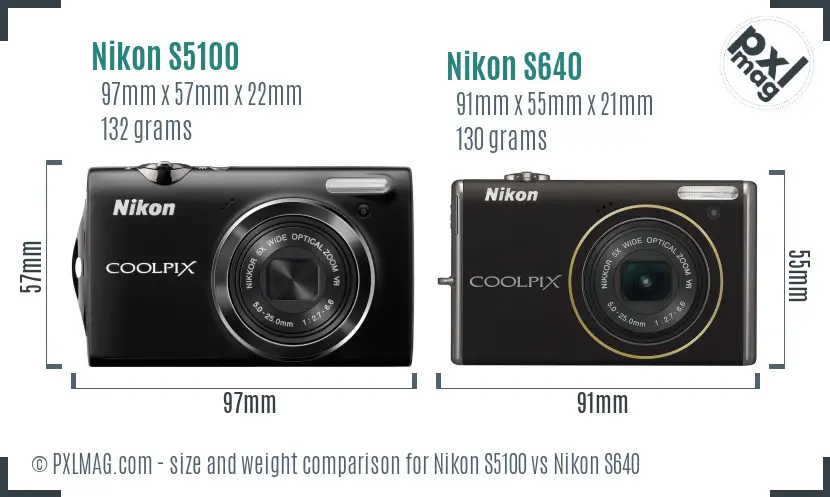 Nikon S5100 vs Nikon S640 size comparison