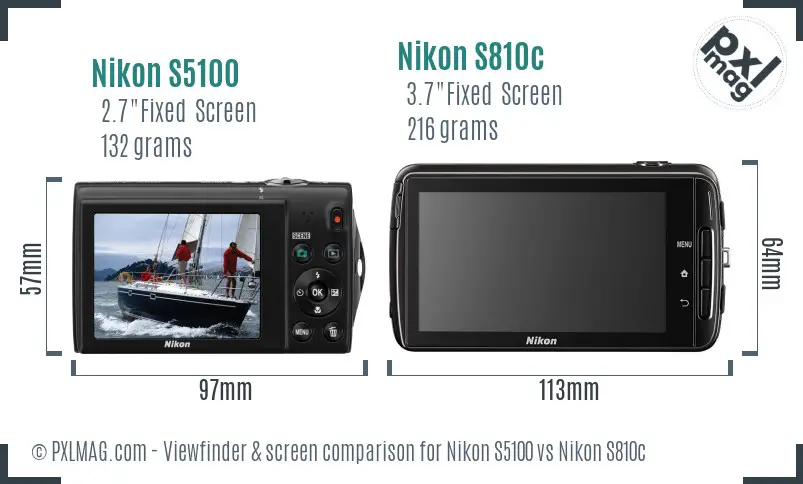 Nikon S5100 vs Nikon S810c Screen and Viewfinder comparison